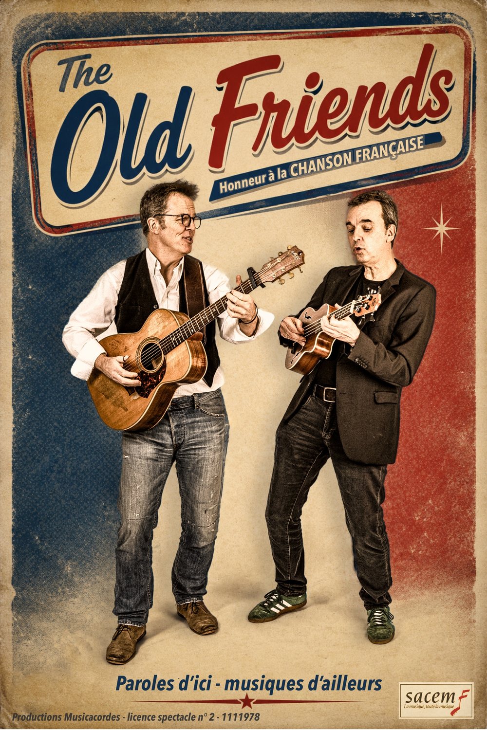 Affiche du spectacle Hommage à la chanson française, par le duo The Old Friends